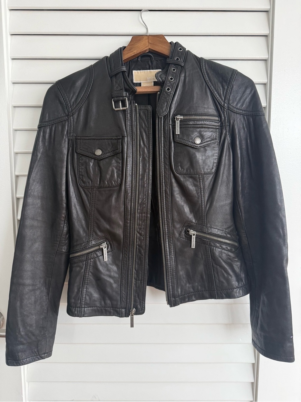 MICHAEL Michael Kors Black Leather Moto Jacket